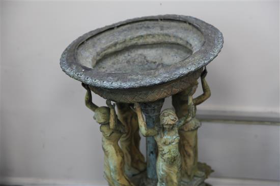 A pair of lead garden urns, W.1ft 6in. H.2ft 5in.